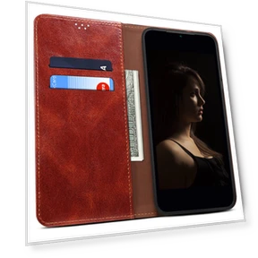 PU Leather Waxy Crazy Horse Texture Case Stand Wallet Folio Flip Phone Cover — Flip Cases, Smartwatch 2025