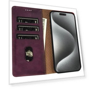 Solid Color Leather Phone Cover with 3 Card Holder — Sleeves, Smartwatch 2025