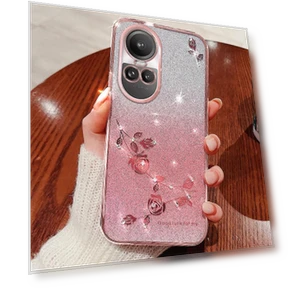 TPU Cover Gradient Glitter Rhinestone Flower Anti-scratch Phone Case — Phone Accessories, KADEM