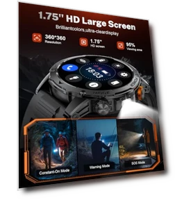 Military Smart Watch with Flashlight — Smartwatches, LIGE
