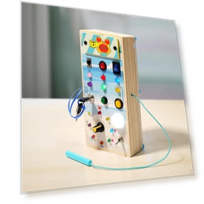 Montessori Busy Board with LED Wooden Sensory Toy — Infant & Early Childhood Playthings, baby and kids