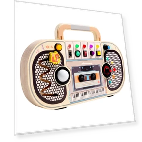 Wooden Sensory Toy with Voice Recorder, Music, and LED Lights — Infant & Early Childhood Playthings, Perseverance