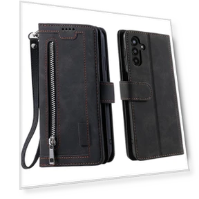 Shockproof PU Leather Phone Case with Zipper Pocket and Stand — Bumpers, Smartwatch 2025