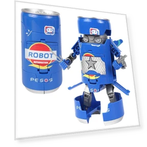 Transforming Soda Samurai Robot Toy — Stacking Blocks, Super Go