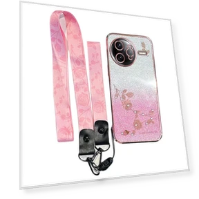 Flower Pattern TPU Gradient Phone Cover with Lanyards — Phone Accessories, Smartwatch 2025