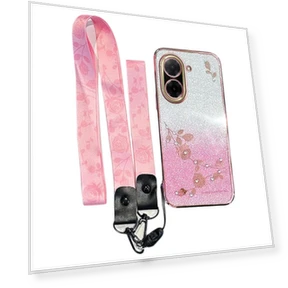 Flower Pattern TPU Gradient Phone Cover with Lanyards — Phone Accessories, Smartwatch 2025