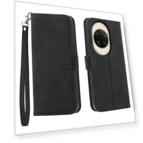 Lines Imprint Wallet Leather Phone Cover with Wrist Strap — Smartwatch Protectors, Smartwatch 2025