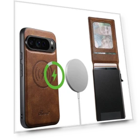Magnetic Case Waxy Texture Card Slots Leather Back Phone Cover — Smartwatch Protectors, Smartwatch 2025