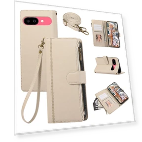 Multi Card Slots Zipper Leather Phone Cover with Shoulder Strap/Wrist Strap — Basic Cases, Smartwatch 2025
