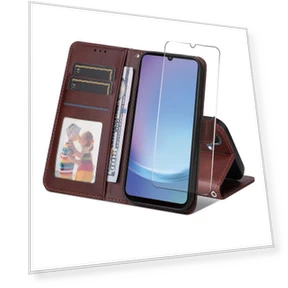 PU Leather Wallet Case with Phone Stand and Tempered Glass — Smartwatch Protectors, Smartwatch 2025