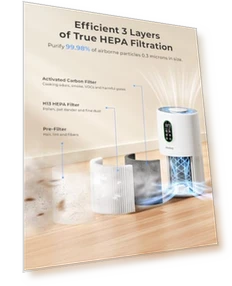 Large Room Air Purifier with HEPA Filter and Night Light — HEPA Air Purifiers, WESTHEY