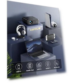 Smart Home Projector with WiFi 6 and Bluetooth 5.2 — Home Theater Projectors, WiMiUS