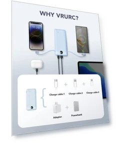 Portable Charger Built-in Cables and AC Wall Plug — Battery Charger Cases, VRURC