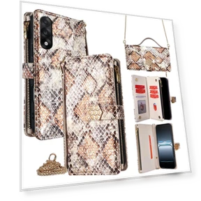 Snake Skin Texture PU Leather Wallet Phone Case with Shoulder Strap — Phone Accessories, Smartwatch 2025