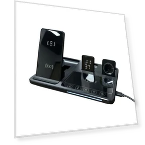 4-in-1 Wireless Charging Stand with Alarm Clock and Night Light — Chargers, Household Electrical Appliances
