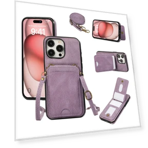 Leather+TPU Phone Cover with Card Holder and Kickstand — Phone Accessories, Smartwatch 2025