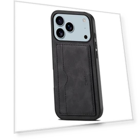 Leather Phone Back Cover with Card Holder and Kickstand — Phone Accessories, DENIOR