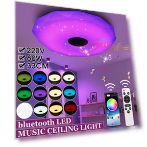 Modern LED Ceiling Light with Bluetooth, RGB Speaker, Dimmable Smart Bulb — Overhead Lighting, Decor Dream