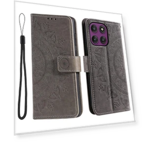 Stand Case Imprinted Totem PU Leather Wallet Phone Cover with Wrist Strap — Phone Accessories, Smartwatch 2025