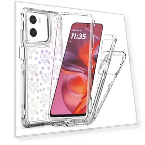 Clear Acrylic TPU Hybrid Phone Cover with Laser-printed Film Hearts — Basic Cases, Smartwatch 2025