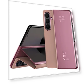 Electroplating View Window Stand Leather Phone Cover — Phone Accessories, Smartwatch 2025