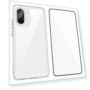 MF Series TPU Acrylic Clear Phone Cover with Tempered Glass Film Transparent — Screen Protectors, WANLONFENG