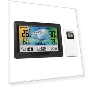 Wireless Weather Station Forecaster Indoor Outdoor Thermometer Hygrometer with Sensor Color Touch Screen Alarm Clock... — Barometers, AVE