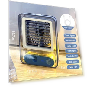 Cool Fan Mini Air Humidifier 2 in 1 with Night Light — Air Moisturizers, VAORLO