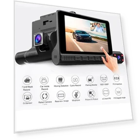 4-inch Touch Screen Dash Cam with 3 Lenses — Dashboard Cameras, Cars Auto Home
