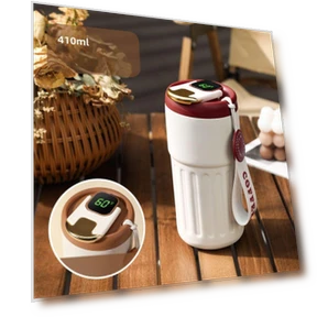 Smart LED Temperature Display Stainless Steel Coffee Mug — Beverage Warmers, Binchi Fitness