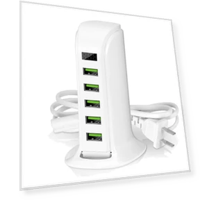 5-Port Charging Station with Multiple USB Hubs — Power Hubs, Smart Mouse