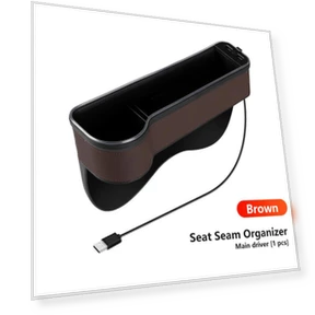 Car Seat Gap Storage Box with RGB Lighting and USB Charging — Car Essentials, Auto Parts Decorate
