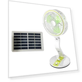 Solar-Powered LED Desk Fan with 360-Degree Rotation — Portable Cooling Solutions, Kitchenware