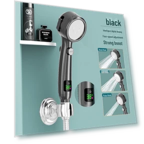 Luxury Smart LED Shower Head Set with Hand Sprayer and Heater — Fixed, Build My Home