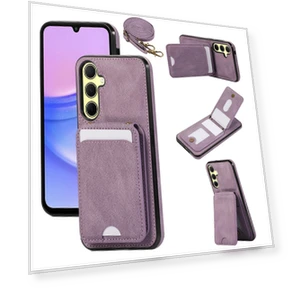 Card Holder Kickstand Leather+TPU Phone Cover with Shoulder Strap — Phone Accessories, Smartwatch 2025