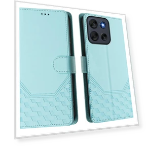 Imprinted Honeycomb RFID Blocking Leather Phone Cover with Strap — Flip Cases, Smartwatch 2025