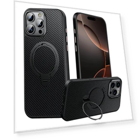 MagSafe Kickstand Case with Carbon Fiber Texture — Phone Accessories, Smartwatch 2025