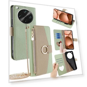 Mirror Wallet Leather Phone Cover with Chain Shoulder Strap — Smartwatch Protectors, Smartwatch 2025