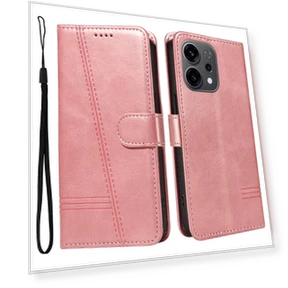 T-shaped Lines Leather Phone Case with Stand — Phone Accessories, Smartwatch 2025