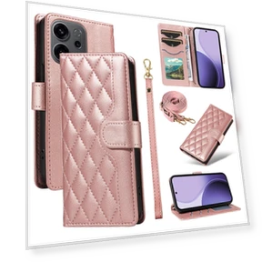 Wallet Case Rhombus Leather Phone Cover with Strap — Basic Cases, Smartwatch 2025