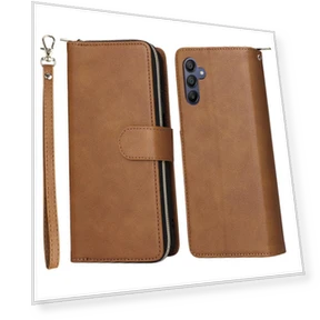 Zipper Pocket PU Leather Phone Cover with Hand Strap — Phone Accessories, Smartwatch 2025