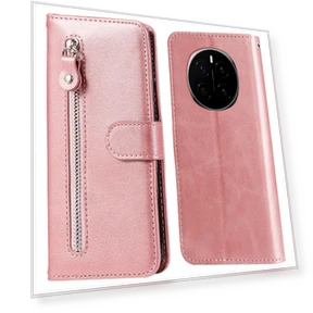 Zipper Wallet Calf Texture PU Leather Phone Cover — Flip Cases, Smartwatch 2025