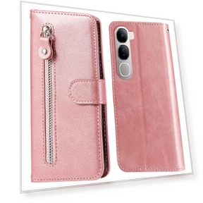 Zipper Wallet Calf Texture PU Leather Phone Cover — Basic Cases, Smartwatch 2025