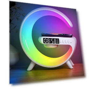 3-in-1 Wireless Charging Dock with Bluetooth Speaker, Alarm Clock, and LED Moon Light — Alarm, GC SupMarket
