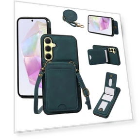 Card Holder Kickstand Leather+TPU Phone Cover with Shoulder Strap — Bumpers, Smartwatch 2025
