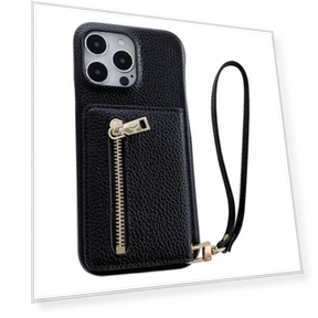 Card Slots Kickstand PU Leather Back Cover with Zipper Pocket — Phone Accessories, Smartwatch 2025