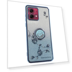 Case Ring Kickstand TPU Flowers Phone Cover Gradient Glitter Blue — Phone Accessories, KADEM