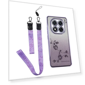 Flower Pattern TPU Gradient Phone Cover with Lanyards — Phone Accessories, KADEM