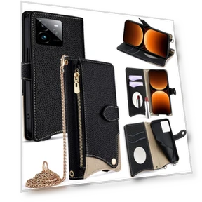 Leather Case Wallet Stand Cover with Chain Strap — Phone Accessories, Smartwatch 2025
