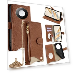 Leather Case Wallet Stand Cover with Chain Strap — Smartwatch Protectors, Smartwatch 2025